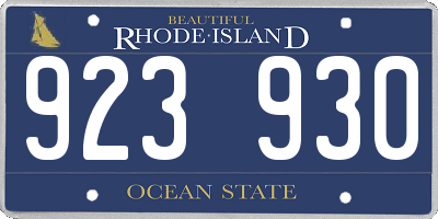 RI license plate 923930