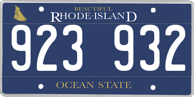 RI license plate 923932