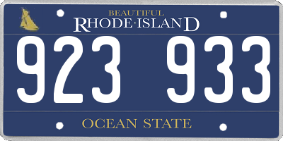RI license plate 923933