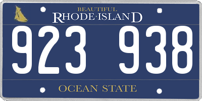 RI license plate 923938