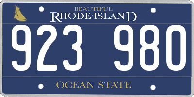 RI license plate 923980