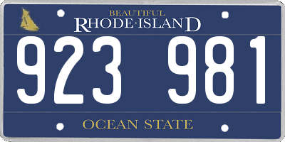 RI license plate 923981