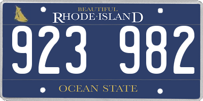 RI license plate 923982