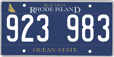 RI license plate 923983