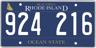 RI license plate 924216
