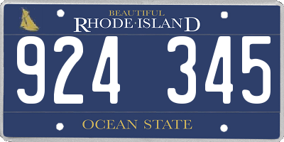RI license plate 924345