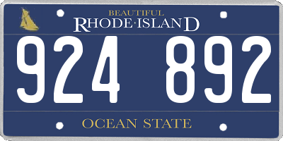 RI license plate 924892