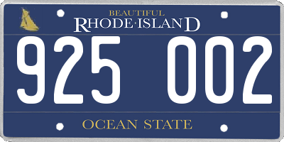 RI license plate 925002