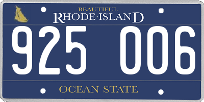 RI license plate 925006