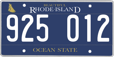 RI license plate 925012