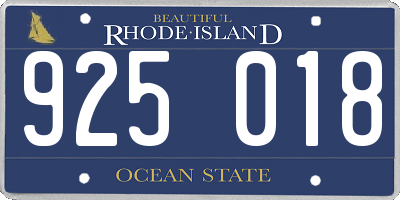 RI license plate 925018