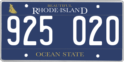 RI license plate 925020
