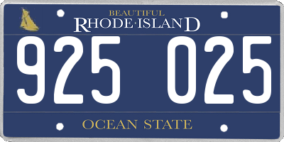 RI license plate 925025
