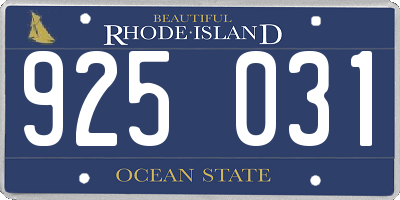 RI license plate 925031