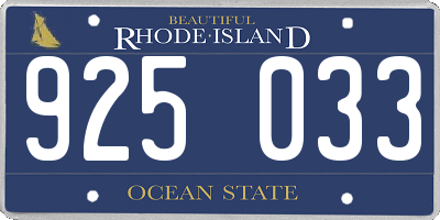 RI license plate 925033