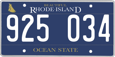 RI license plate 925034