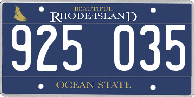 RI license plate 925035