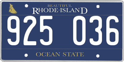 RI license plate 925036