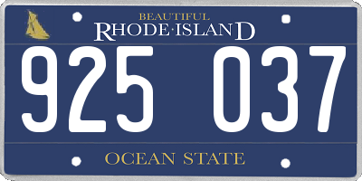 RI license plate 925037