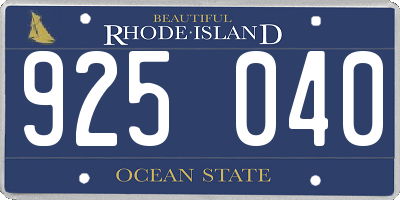 RI license plate 925040