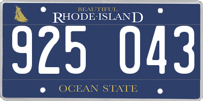 RI license plate 925043