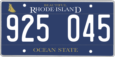 RI license plate 925045