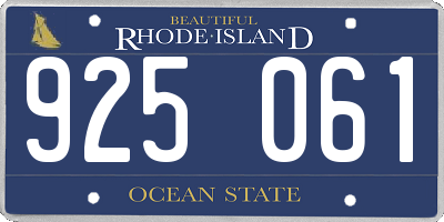 RI license plate 925061