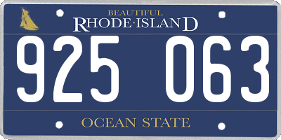 RI license plate 925063