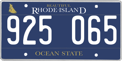 RI license plate 925065