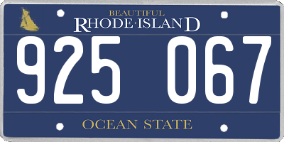 RI license plate 925067