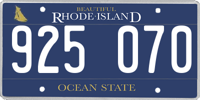 RI license plate 925070