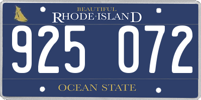 RI license plate 925072