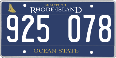 RI license plate 925078