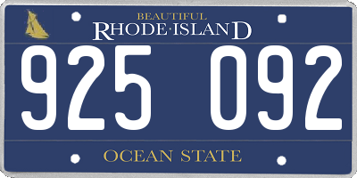 RI license plate 925092