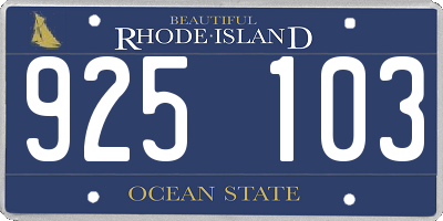RI license plate 925103