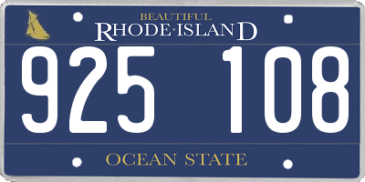 RI license plate 925108