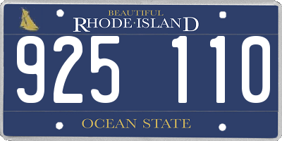 RI license plate 925110