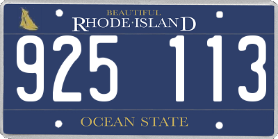 RI license plate 925113