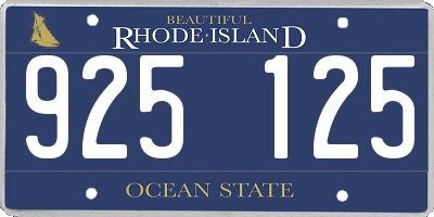 RI license plate 925125