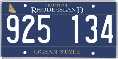 RI license plate 925134