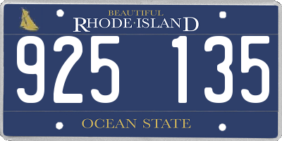 RI license plate 925135