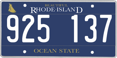 RI license plate 925137