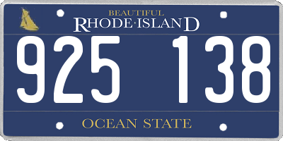 RI license plate 925138