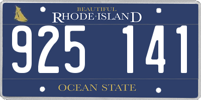 RI license plate 925141