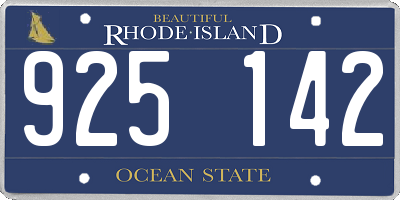 RI license plate 925142