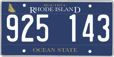 RI license plate 925143