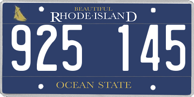 RI license plate 925145