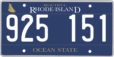 RI license plate 925151