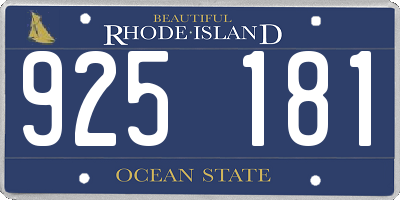RI license plate 925181