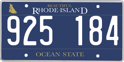 RI license plate 925184